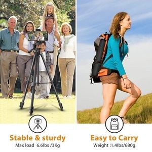 63" Tripod for iPad and iPhone, Camera Tripod Stand for Cell Phone/Tablet